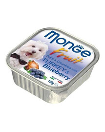 MONGE Fruit Dog paštika pro psy s krůtou a borůvkami 100 g
