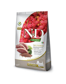 Farmina N&D Quinoa Duck broccoli&asparagus Neutered Adult Mini granule pro dospělé psy malých plemen s kachním masem 7 kg