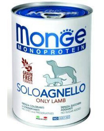 MONGE Monoprotein Solo krmivo pro psy Lamb 400 g vlhké krmivo pro psy, jehněčí maso 400 g