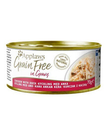 APPLAWS Cat Tin Grain Free 70 g mokré krmivo pro kočky s kuřecím masem a kachnou v omáčce 70 g