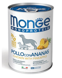 MONGE Dog Fruit Monoprotein konzerva pro psy s kuřecím masem a ananasem 400 g