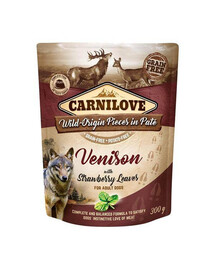 Carnilove Venioson&Strawberry 300 g kapsička pro psy s masem ze zvěřiny a jahodovými listy