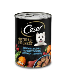 CESAR Natural Goodness 400g kompletní krmivo pro dospělé psy bohaté na kuře s přídavkem batátů, hrášku a brusinek