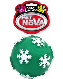 PET NOVA míček se sněhovými vločkami pro psy 7,5 cm zelený