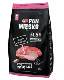 Pan Mięsko 20 kg granule pro štěňata, telecí maso s křepelkou XS 20 kg