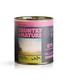 Country & Nature 97% vepřového masa se špenátem 410 g - konzerva pro dospělé psy všech plemen
