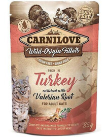 CARNILOVE krůta a kozlík lékařský 24x 85 g mokré krmivo pro kočky krůta a kozlík lékařský