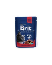 BRIT Premium Cat Adult kapsička s hovězím a hráškem pro kočky 24x 100 g