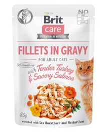 BRIT Care filety v omáčce 24x 85 g krůtí a lososové filety v omáčce