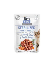 BRIT Care Sterilizované Filé v Jelly Duck&Turkey 24x  85 g vlhké krmivo pro sterilizované kočky, kachny a krůty 24x  85 g