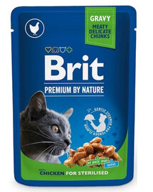 BRIT Premium Adult Sterilized kapsičky pro kočky s kuřecím masem 24x 100 g