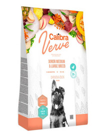 CALIBRA Dog Verve GF Junior Medium Large Chicken&Duck granule pro psy velkých a středních plemen kuře a kachna 12 kg