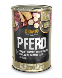 BELCANDO Dog Food Adult konzerva pro psy s koňským masem a bramborami 400 g