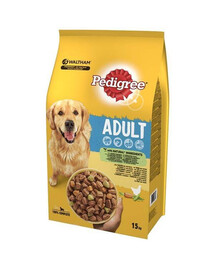 Pedigree Adult kuře, zelenina 15 kg - granule pro dospělé psy