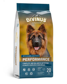 DIVINUS Performance pro německé ovčáky a aktivní psy 20 kg granule pro dospělé psy 20 kg
