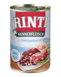 RINTI Kennerfleisch Poultry hearts konzerva pro psy s drůbežími srdcy 400 g