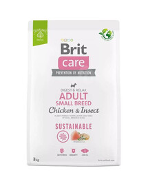 Brit care dog sustainable adult small chicken insect granule pro dospělé psy malých plemen 3 kg