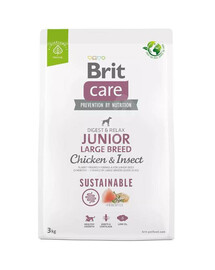 Brit care dog sustainable junior large breed chicken insect granule pro mladé psy velkých plemen 3 kg