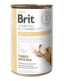 BRIT Veterinary Diet Hepatic Turkey&Pea krmivo pro psy na onemocnění jater 400 g vlhké krmivo pro psy 400 g