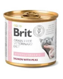 BRIT Veterinary Diet hypoalergenní krmivo Losos&Pea pro alergické kočky 200 g