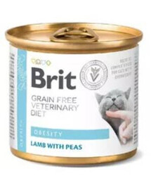 BRIT veterinární krmivo Obesity Lamb&Pea pro kočky s nadváhou 200 g