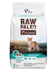VETEXPERT Raw Paleo Sterilized Chicken&Tuna&Losos pro kastrované kočky 2 kg
