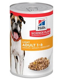 HILL'S Science Plan Canine Adult Light Chicken mokré krmivo pro dospělé psy s nadváhou s kuřecím masem 370 g