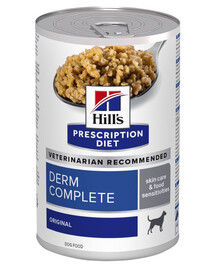 HILL'S Prescription Diet Derm Complete Canine vlhké krmivo pro psy s potravinovými alergiemi a přecitlivělostí 370 g
