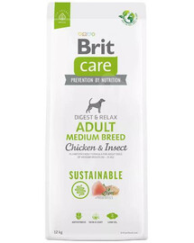 Brit care dog sustainable adult medium chicken insect granule pro dospělé psy středních plemen 12 kg