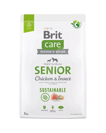 Brit care dog sustainable senior chicken insect granule pro starší psy 3 kg