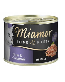 MIAMOR Feline Filets krmivo pro kočky, tuňák a olihně v želé 185 g