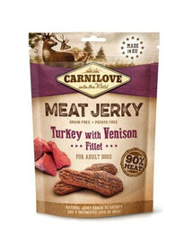 Carnilove trhaný krocan se srnčím filetem bezobilná pochoutka pro dospělé psy 100 g