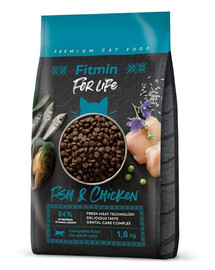 FITMIN Cat For Life Adult Fish and Chicken granule pro kočky s rybou a kuřecím masem 1,8 kg