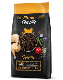 FITMIN Cat For Life Adult Chicken granule pro kočky s kuřecím masem 8 kg