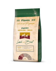 FITMIN Dog Medium Maxi Puppy Lamb&Beef 12 kg  granule pro štěňata s jehněčím a hovězím masem