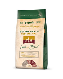 FITMIN Dog Medium Maxi Performance Lamb&Beef 12 kg granule pro psy s jehněčím a hovězím masem