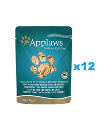 APPLAWS Cat Adult Pouch Tuna Fillet with Whole Anchovy in Broth tuňák a ančovičky ve vývaru 12x70g