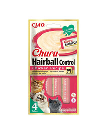 INABA Churu Hairball Chicken 4x14 g odčervovací pamlsek s kuřecím masem