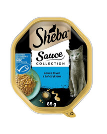 SHEBA Sauce Collection kapsička 85 g kousků v tuňákové omáčce