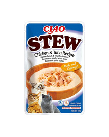 INABA CIAO Stew Kuřecí a tuňákový guláš pro kočky 12x40g