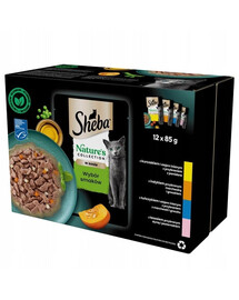 SHEBA Nature’s Collection 12x85g Kapsičky s kuřecím, krůtím, tuňákem a lososem pro kočky