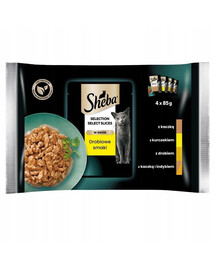 SHEBA Selection Select Slices 4x85g mokré krmivo s kachnou, kuřecím masem, drůbeží, kachnou a krůtou pro kočky