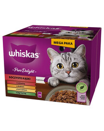 WHISKAS Adult Pure Delight Šťavnaté kousky v želé 24x85g kousků s hovězím, kuřecím, jehněčím a drůbežím masem pro dospělé kočky