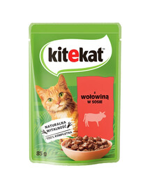 KITEKAT Hovězí v omáčce 85 g pro dospělé kočky