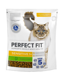 PERFECT FIT (Sensitive 1+) 750 g Bohaté na krůtu - suché krmivo pro kočky s citlivým trávicím systémem