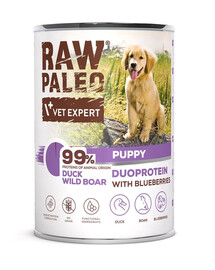 RAW PALEO Duck&Boar Puppy 400g Mokré krmivo pro štěňata z kachny a divočáka