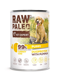 RAW PALEO Turkey Cod Puppy 400g Mokré krmivo pro štěňata s krůtou a treskou