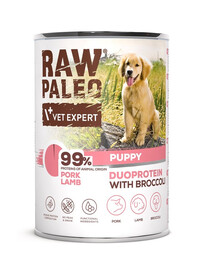 RAW PALEO Pork Lamb Puppy 400g Mokré krmivo s vepřovým a jehněčím masem pro štěňata