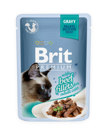 BRIT Premium Cat Fillets in Gravy mokré krmivo s hovězím masem pro kočky 85 g