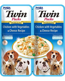 INABA Dog Twin Kuře, zelenina a sýr ve vývaru pro psy 24x40g